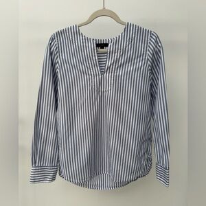 J. Crew Blue & White Striped Pullover Blouse, Size 2